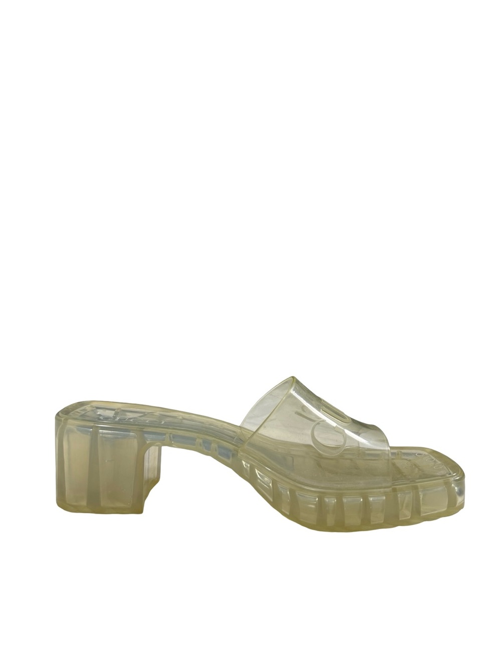 Gucci Rubber Jelly Slides Sz Us 6 EU36 Transparent Chunky Heel Designer Sandals - Picture 6 of 12